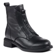 Botki damskie - Botki damskie jesienne skórzane ocieplane czarne za kostkę D&A CR42-080-39 - miniaturka - grafika 1