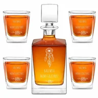 Karafki - Karafka do whisky cube z 4 szklankami i grawerem - miniaturka - grafika 1