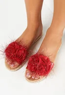 Klapki i japonki damskie - Czerwone Klapki na Plecionej Podeszwie z Ozdobnym Paskiem z Metaliczną Nitką Cavilia - Born2be - miniaturka - grafika 1