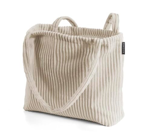 Bookiepad Shopper Shara - beige: Kuscheliger Begleiter: Deine ideale Cord-Tasche für Bücher und mehr