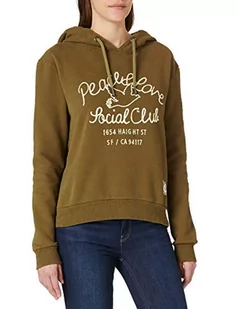 Superdry Damska bluza z kapturem z logo Military, khaki, L - Bluzy damskie - miniaturka - grafika 1