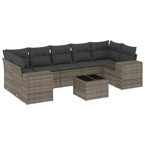 Zestaw mebli ogrodowych z rattanem PE, szary, wymiary: 62x62x69 cm, 55x62x6