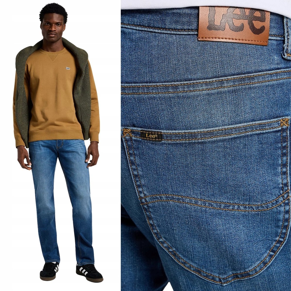 Lee X STRAIGHT Creek wygodne proste spodnie jeansowe elastyczny pas W36 L32