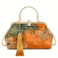 Torebki damskie - TEMU OGEHUAFEE Damska Torba na Ramię w Etnicznej Stylu z Detalem Frędzlą - Lekka Torba z Zamkiem na Ramię, Błyskawiczny Wzór Kwiatowy, Idealna do - miniaturka - grafika 1