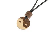 Wisiorki - Wisiorek Yin Yang Drewniany Na Lince Brąz - miniaturka - grafika 1