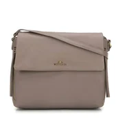 Torebki damskie - Skórzana torebką na ramię z ozdobnymi suwakami beżowa - miniaturka - grafika 1