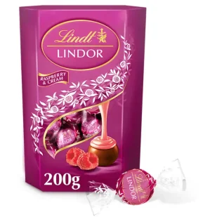 Bombonierka Lindt Lindor Malinowa 200g - Bombonierki i czekoladki - miniaturka - grafika 1