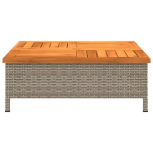 Stolik ogrodowy, szary, 70x70x25 cm, rattan i drewno akacjowe Lumarko! - Stoły ogrodowe - miniaturka - grafika 6