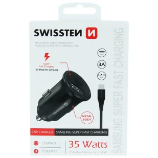 SWISSTEN Czarna Ładowarka samochodowa 1xUSB 1xUSB-C 3A + kabel USB-C - Ładowarki samochodowe - miniaturka - grafika 7