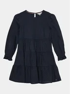 Sukienki i spódniczki dla dziewczynek - Tommy Hilfiger Sukienka codzienna Broderie Anglaise KG0KG07779 D Niebieski Regular Fit - miniaturka - grafika 1