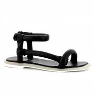 Sandały damskie - Czarne skórzane sandały z modnymi paskami CARINII - Carinii - miniaturka - grafika 1