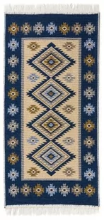 Dywan KILIM romby niebieski dwustronny - Dywany - miniaturka - grafika 1