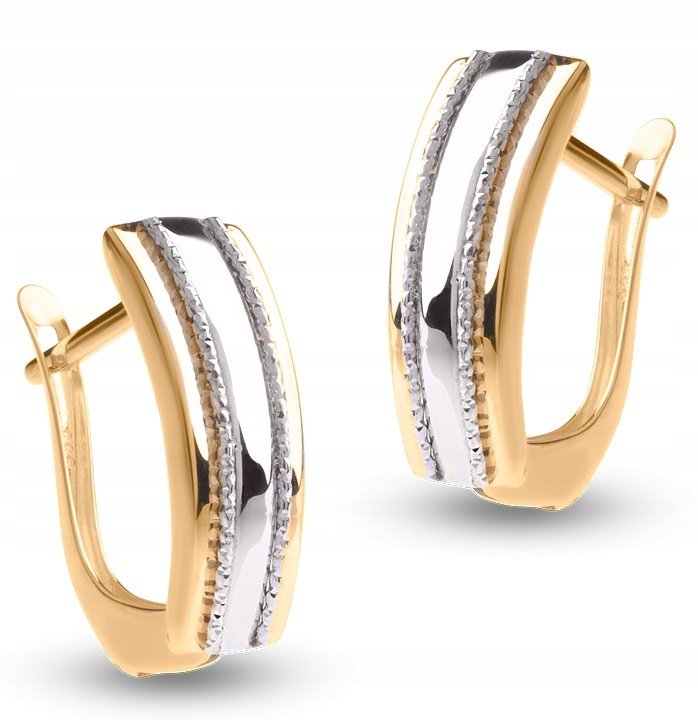 PIĘKNE DUŻE ZŁOTE KOLCZYKI 333 DIAMENTOWANE