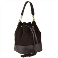 Plecaki worki - Borse in Pelle worek skóra naturalna zamsz brąz czekolada - miniaturka - grafika 1