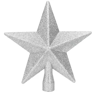Bożonarodzeniowy szpic na choinkę gwiazda Oliveri srebrny, 19 x 5 cm - Ozdoby bożonarodzeniowe - miniaturka - grafika 1