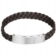 Bransolety męskie - Brązowa pleciona bransoletka męska POLICE INDY II PEAGB0009502 - miniaturka - grafika 1