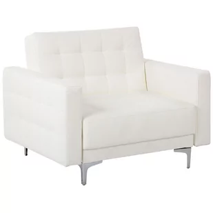 Beliani Fotel skóra ekologiczna biały ABERDEEN - Fotele - miniaturka - grafika 1