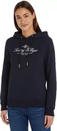 Bluzy damskie - Tommy Hilfiger Damska bluza z kapturem Regular Hilfiger Script, Pustynne niebo, M - miniaturka - grafika 1