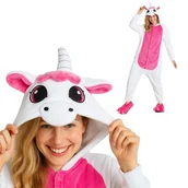 Stroje karnawałowe - Piżama Onesie Kigurumi Kostium Przebranie Różowy Jednorożec XL: 175-185cm - miniaturka - grafika 1