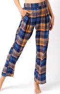 Piżamy damskie - Wygodne spodnie do spania damskie w kratkę LHE 481, Kolor miodowo-niebieski, Rozmiar S, Key - Primodo.com - miniaturka - grafika 1