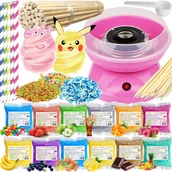 Urządzenia do czekolady i słodyczy - Zestaw Maszyna do Waty Cukrowej Cukier 12x 100g Saszetki+ Patyki+ Posypki - miniaturka - grafika 1