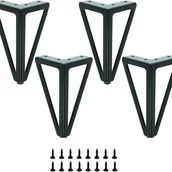 Zawiasy, okucia i inne akcesoria - Zestaw 4 czarnych metalowych nóg stołowych - wymienne nogi meblowe - ze śrubami (15 cm) - miniaturka - grafika 1