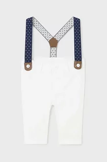 Spodnie i spodenki dla chłopców - Mayoral Newborn spodnie niemowlęce kolor biały gładkie - grafika 1