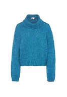 Swetry damskie - Ebeeza Damski sweter z dzianiny z golfem turkusowy XL/XXL, turkusowy, XL - miniaturka - grafika 1