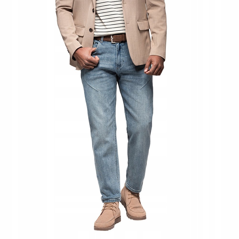 Spodnie męskie jeansy carrot fit jasnoniebieskie Ombre OM-PADP-0227 V1 M