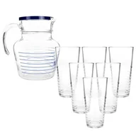 Szklanki - Luminarc Zestaw 6 szklanek z dzbankiem 1,4 l Florero Rynglit Blue - miniaturka - grafika 1