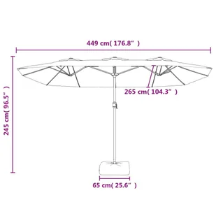Podwójny parasol ogrodowy z LED, piaskowa biel, 449x245 cm Lumarko - Parasole ogrodowe - miniaturka - grafika 11