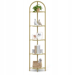 Narożny szklany regał na książki ozdoby dekoracje złoty Glamour 158 cm - Regały - miniaturka - grafika 1