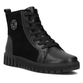 Botki damskie - Filippo Botki Damskie Ocieplane Skórzane Czarne-36 - miniaturka - grafika 1