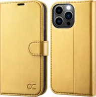 Portfele - Etui Z Klapką Portfel Do Iphone 14 Pro 6,1″ złoty pokrowiec case - miniaturka - grafika 1