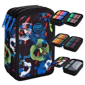 Piórniki - Coolpack Jumper 3 Piórnik Z Wyposażeniem Trzykomorowy Football Blue - miniaturka - grafika 1