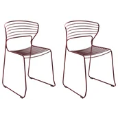 Fotele i krzesła ogrodowe - BELIANI Zestaw 2 krzeseł ogrodowych PISTOIA Metal Czerwony - miniaturka - grafika 1