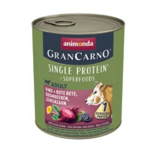 animonda GranCarno Adult Superfoods Wołowina i buraki czerwone, jeżyny, mniszek lekarski 12x800 g - Mokra karma dla psów - miniaturka - grafika 1