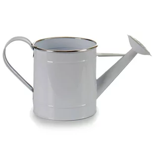 Osłonka na doniczkę w formie konewki, metalowa, biała, wys. 18 cm - Donice - miniaturka - grafika 1