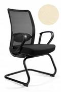 Fotele i krzesła biurowe - Fotel biurowy, krzesło konferencyjne, Anggun Skid, biała skóra naturalna - miniaturka - grafika 1