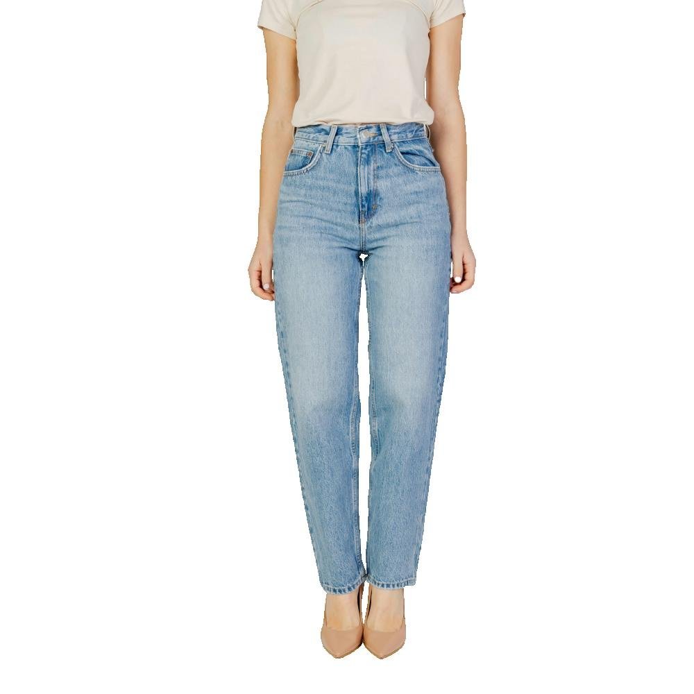 Spodnie damskie ONLY ONLROBYN wysokie w pasie, proste, niebieskie, denim