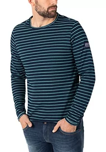 Timezone Męski sweter z długim rękawem w paski, Niebieski, zielony pasek, M - Paski - miniaturka - grafika 1