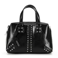 Torebki damskie - Damski kuferek ze skóry ekologicznej z chwostem czarny - miniaturka - grafika 1