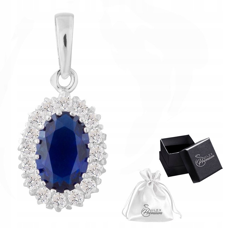 Zawieszka srebrna pr. 925 DIANA Elegancki Wisiorek Cyrkonia Szafirowa