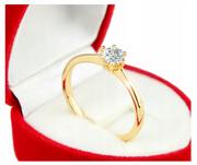 Pierścionki - Pierścionek Złoty Stal Zaręczynowy Z Kryształem 11 - Inna marka - miniaturka - grafika 1