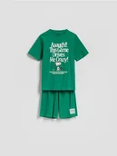 Skarpetki dla dzieci - Reserved - Dwuczęściowa piżama SNOOPY - ciemnozielony - miniaturka - grafika 1