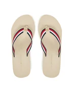 Klapki i japonki damskie - Tommy Hilfiger Japonki Th Corporate Wedge Beach Sandal FW0FW08520 Beżowy - miniaturka - grafika 1