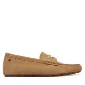 Klapki i japonki damskie - Mokasyny Tommy Hilfiger Flag Soft Suede Driver Loafer FW0FW08558 Brązowy - miniaturka - grafika 1