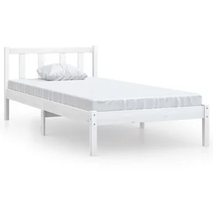 vidaXL Rama łóżka biała drewno sosnowe 75x190 cm pojedyncza 810043 - Łóżka - miniaturka - grafika 1