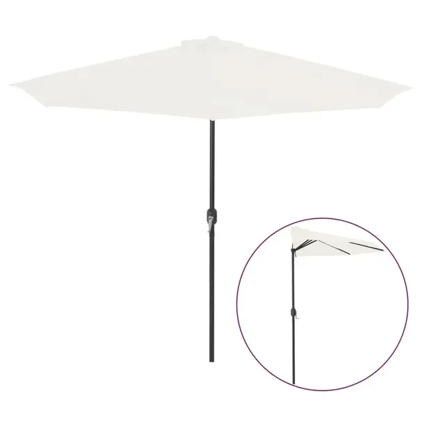 Elegancki Półokrągły Parasol Balkonowy UV, Piaskowy, 300x155x223 cm, Ø