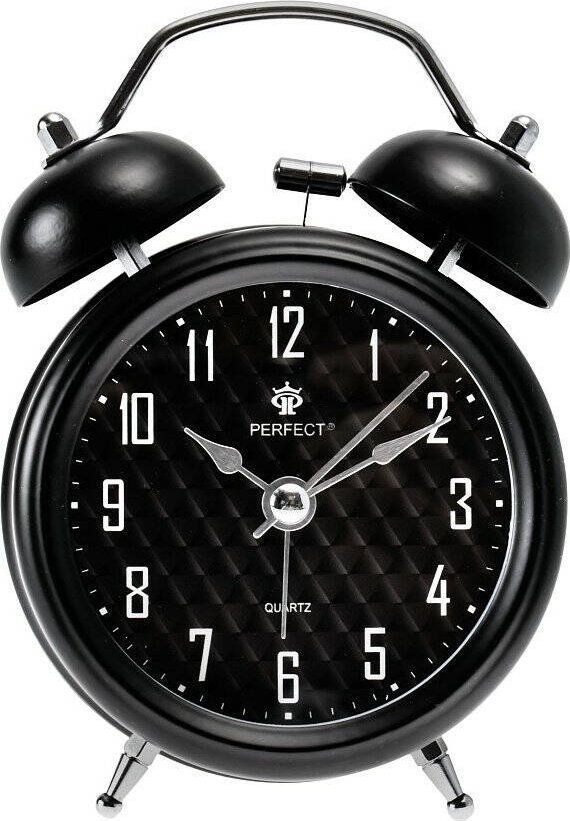 Perfect Budzik Perfect PT253 czarny głośny alarm cichy mechanizm .